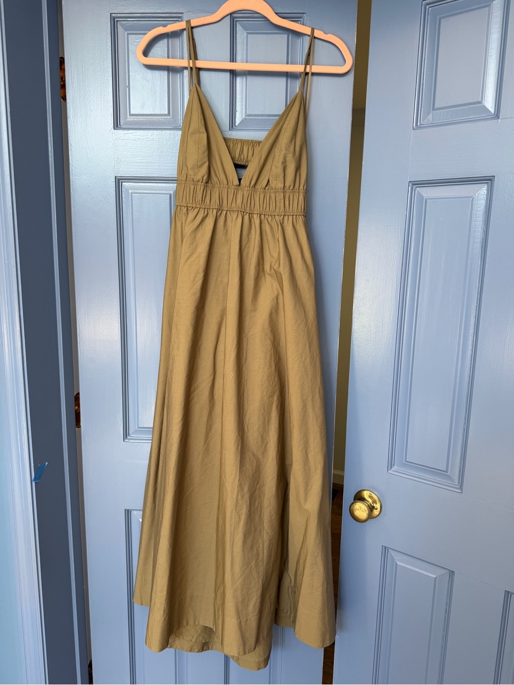 Aritzia Babaton Encourage Poplin Maxi Dress Olive Size L - Picture 2 of 9